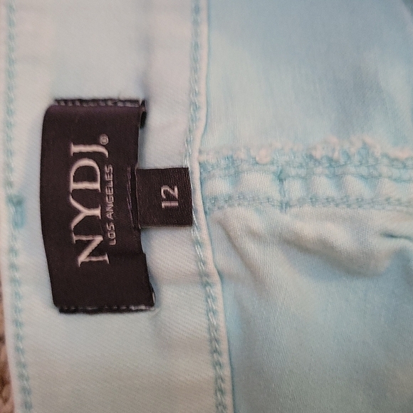 Nydj Bleached Cut-off Lift Tuck High Rise Denim Capri Pastel Jorts - Picture 9 of 12